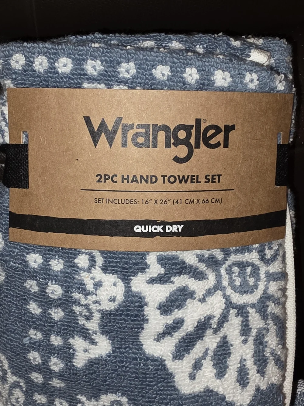 Wrangler Floral Jacquard Bandana Bath Towel And Bath Rug Set - Blue & White
